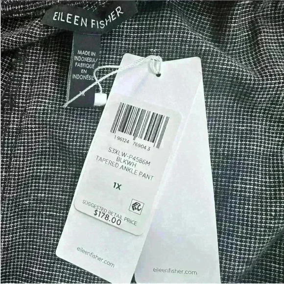 Eileen Fisher Tapered Ankle Pant In Black/ White Check Size 1X New With Tags! - Picture 9 of 10